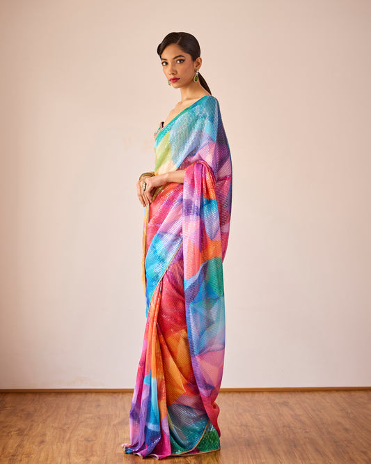 Kaleidoscope print saree
