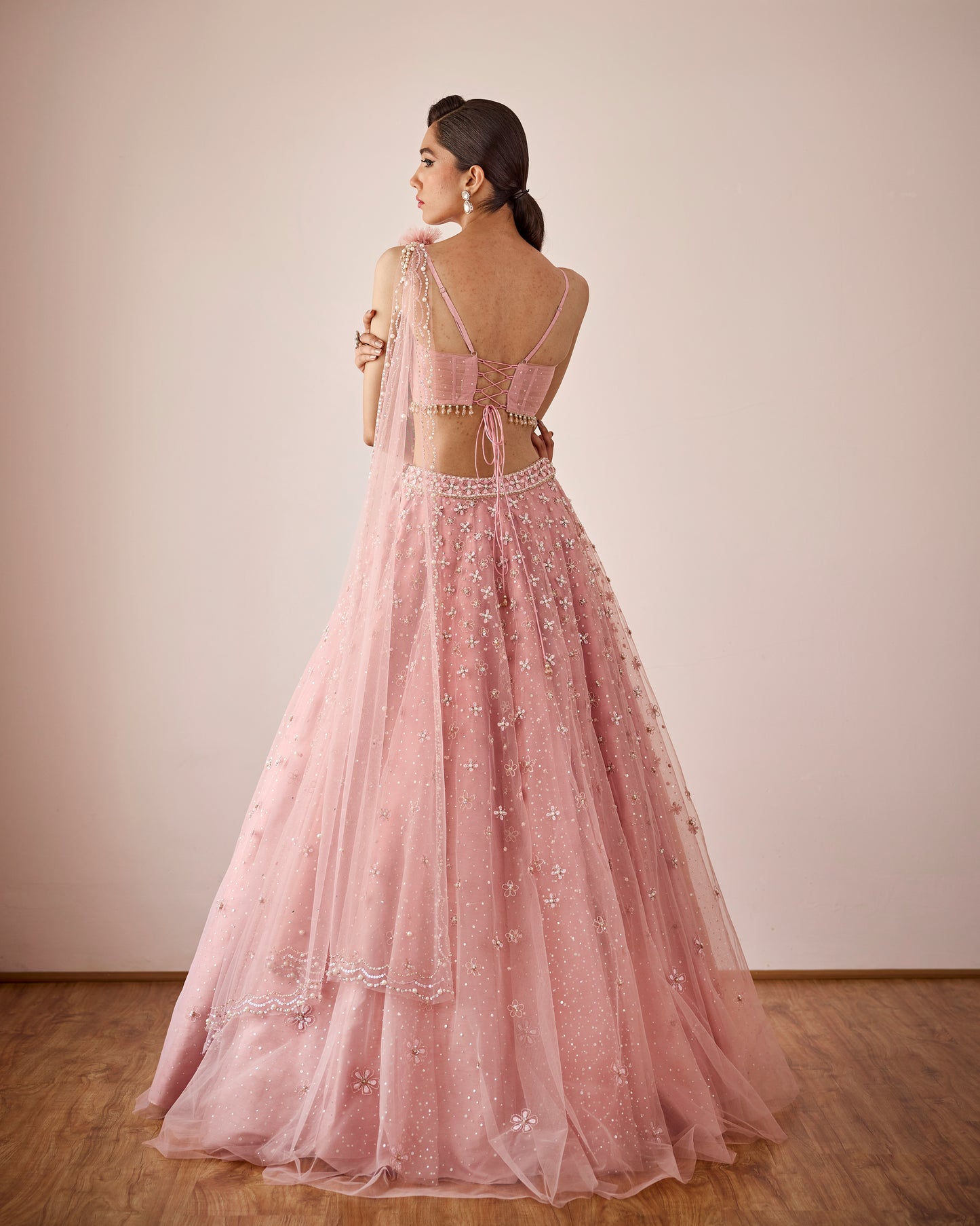 Periwinkle lehenga in dusty pink