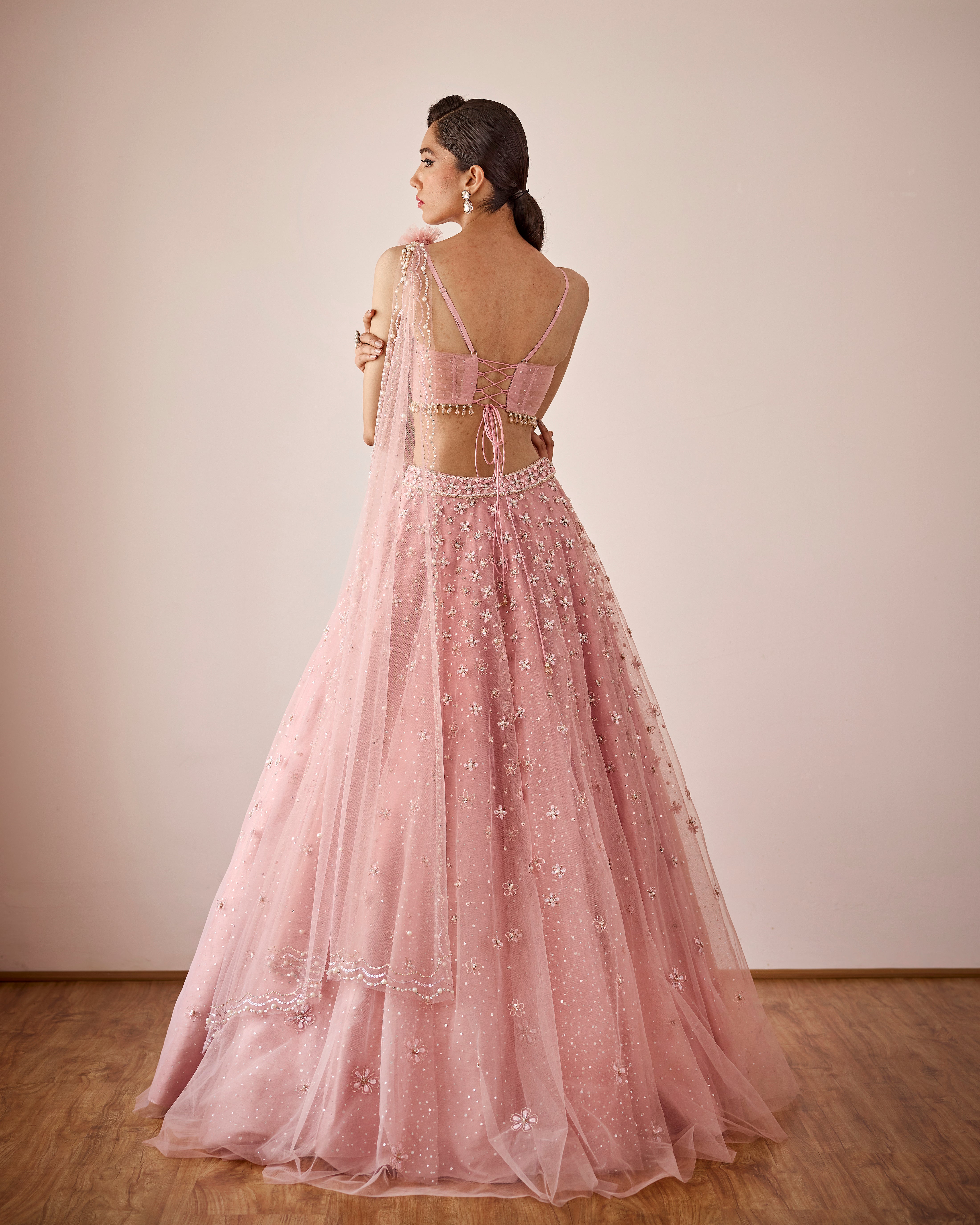 Periwinkle lehenga in dusty pink