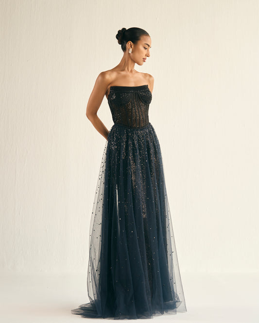 Umbra black corset gown