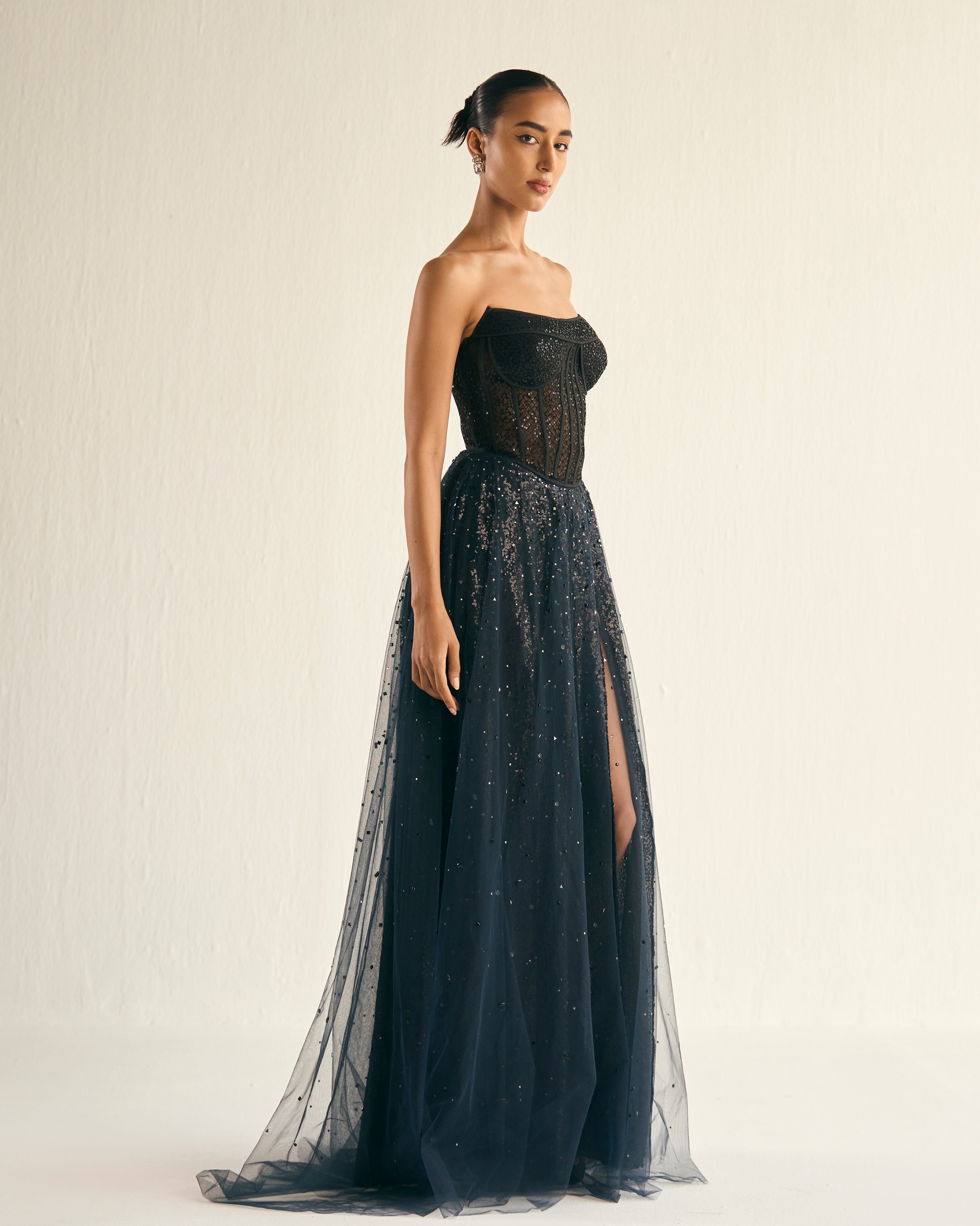 Umbra black corset gown