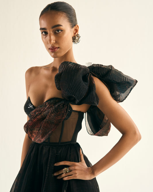 Jupiter print drape gown