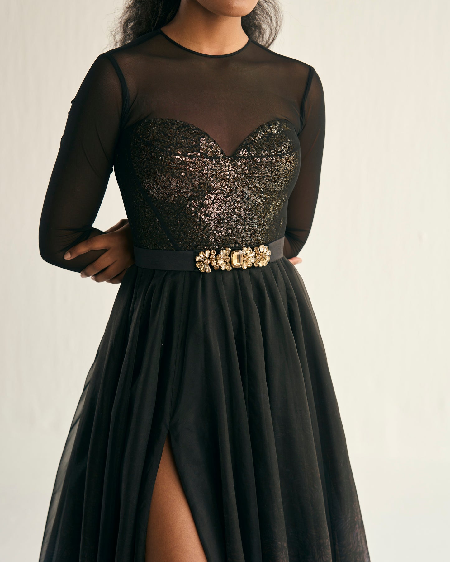 Jupiter print organza gown