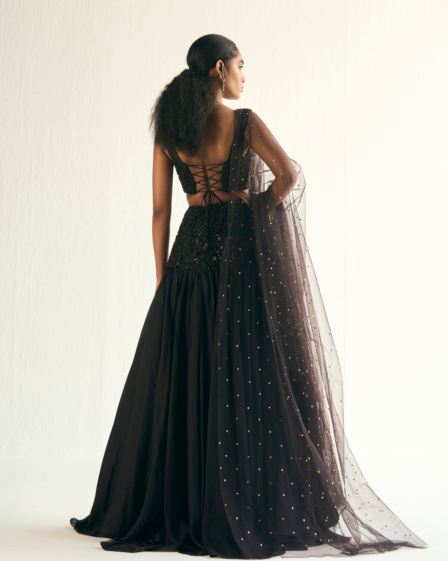 Umbra black embroidered skirt set