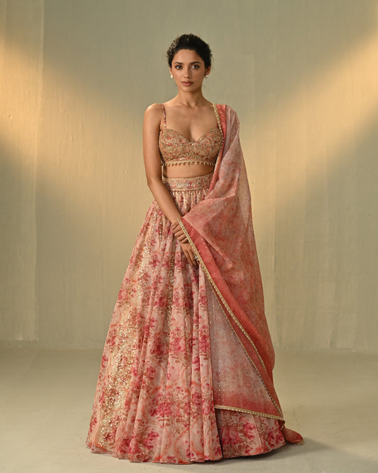 Blush afterglow lehenga