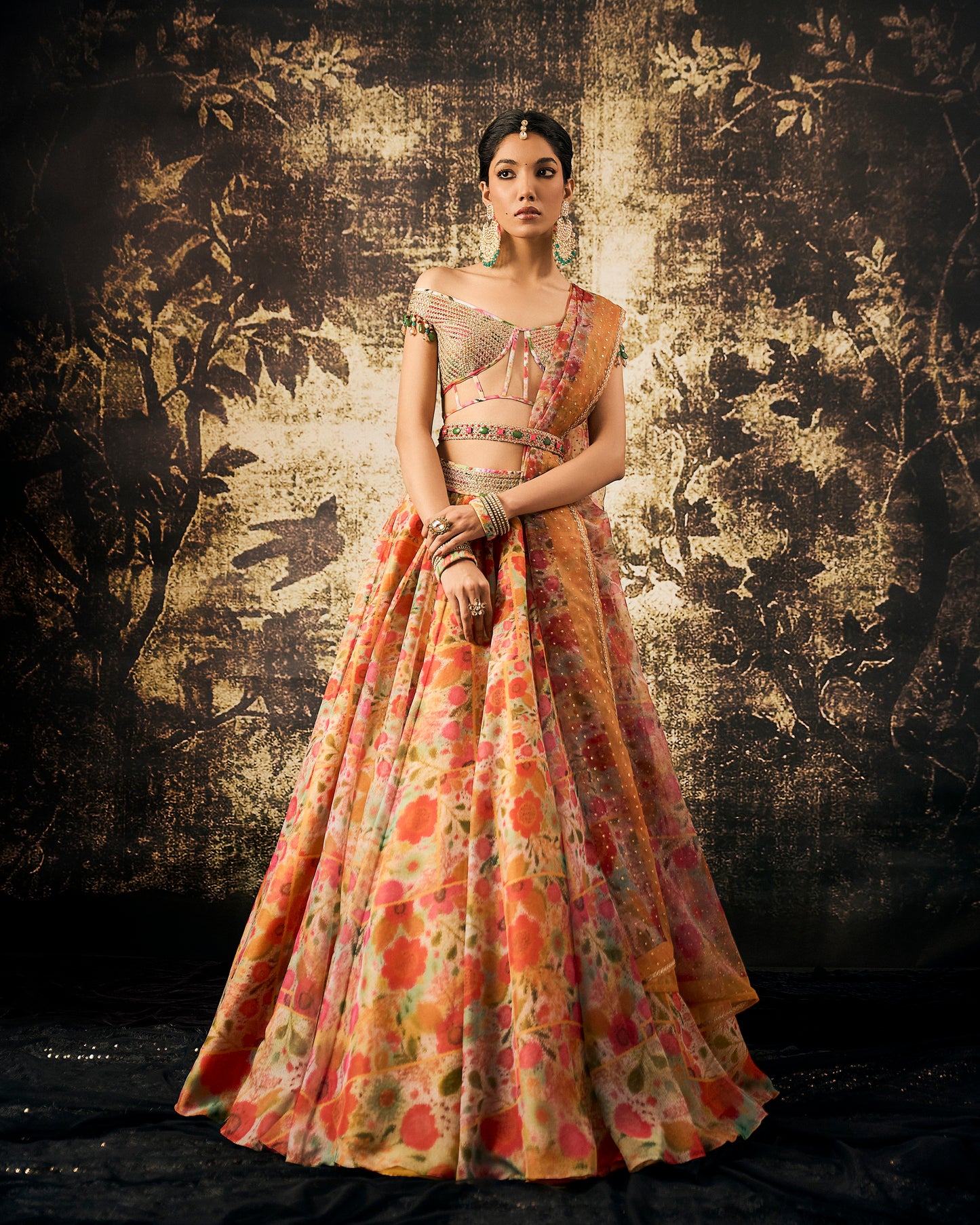 Floral impressions print skirt set