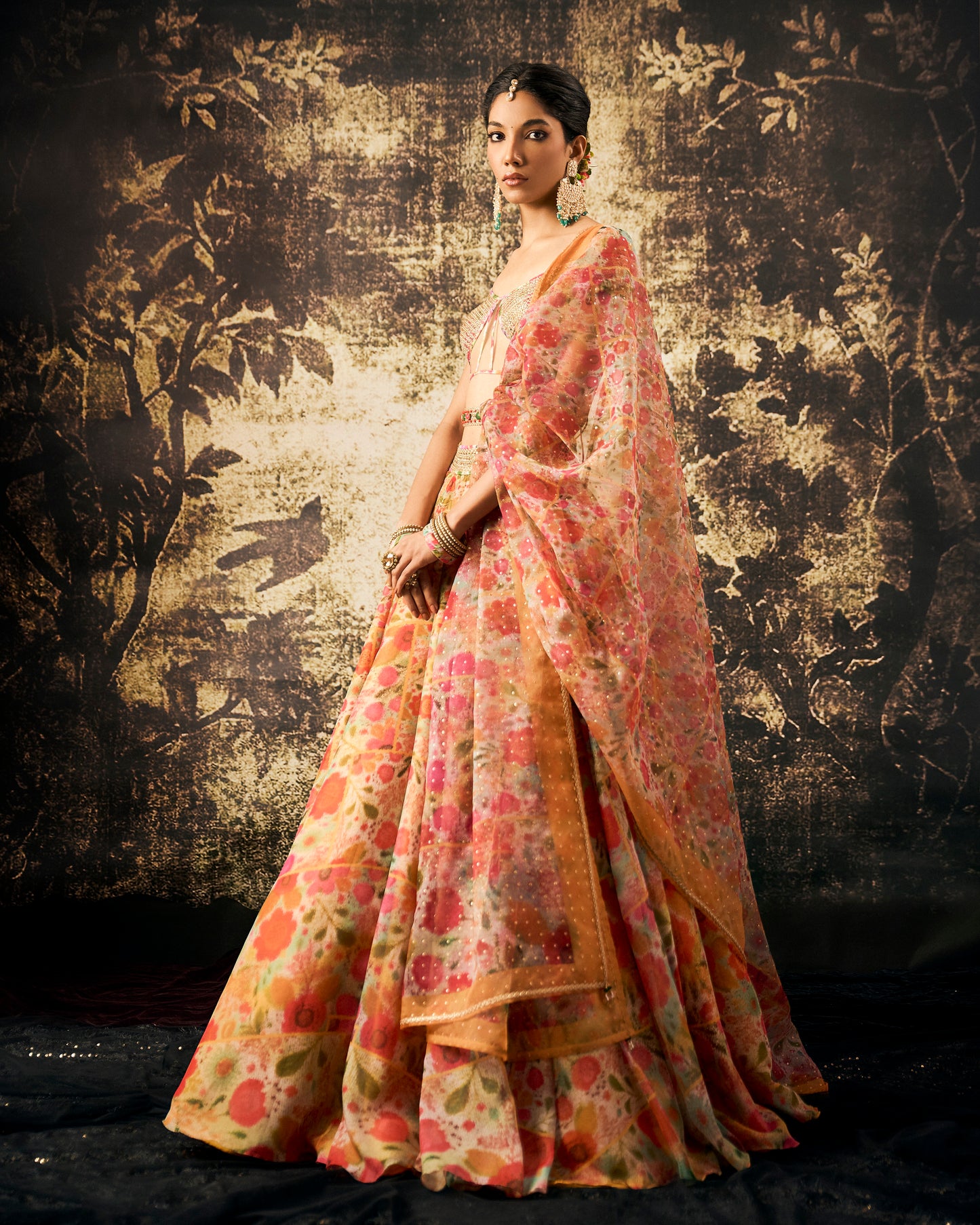 Floral impressions print skirt set