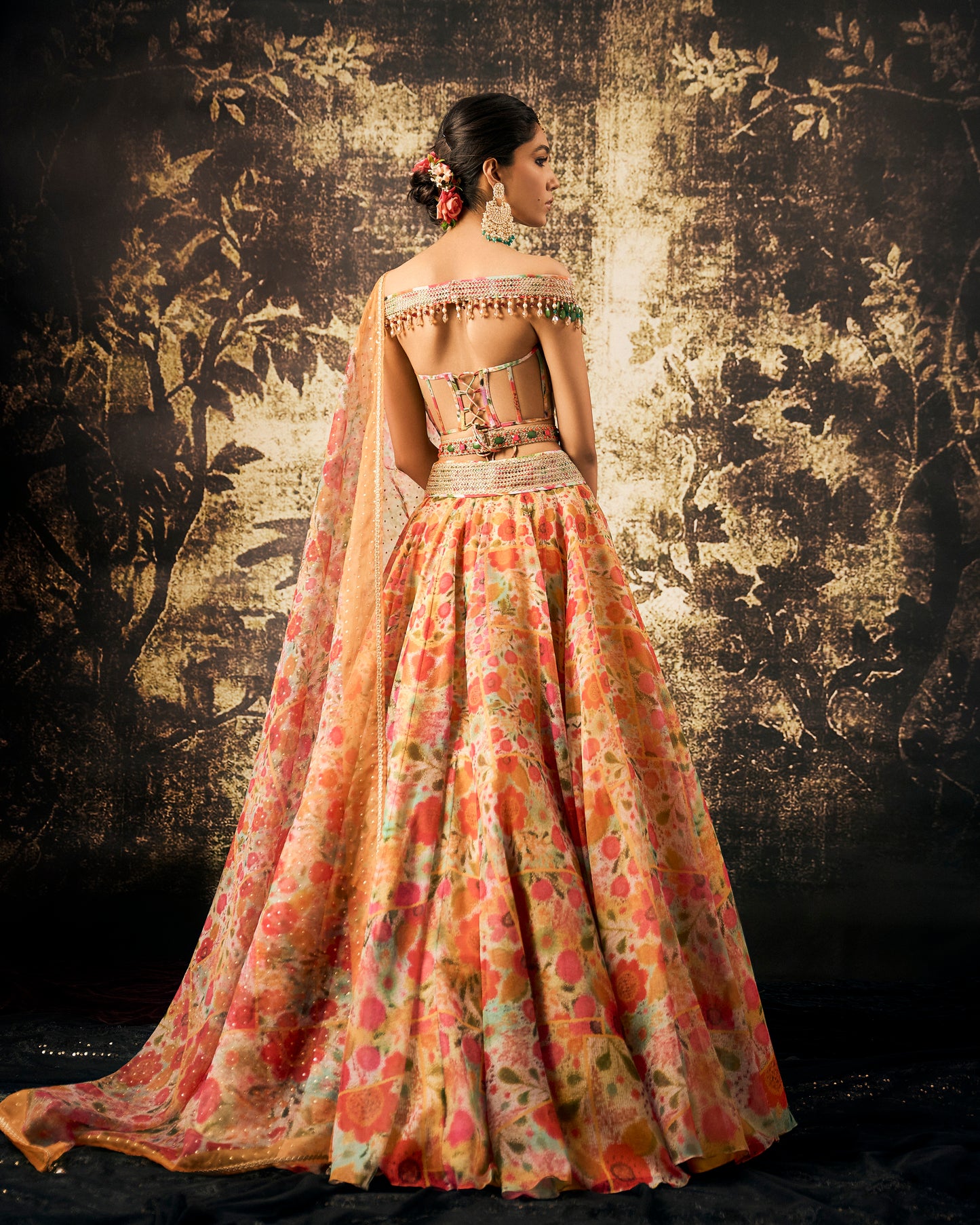 Floral impressions print skirt set