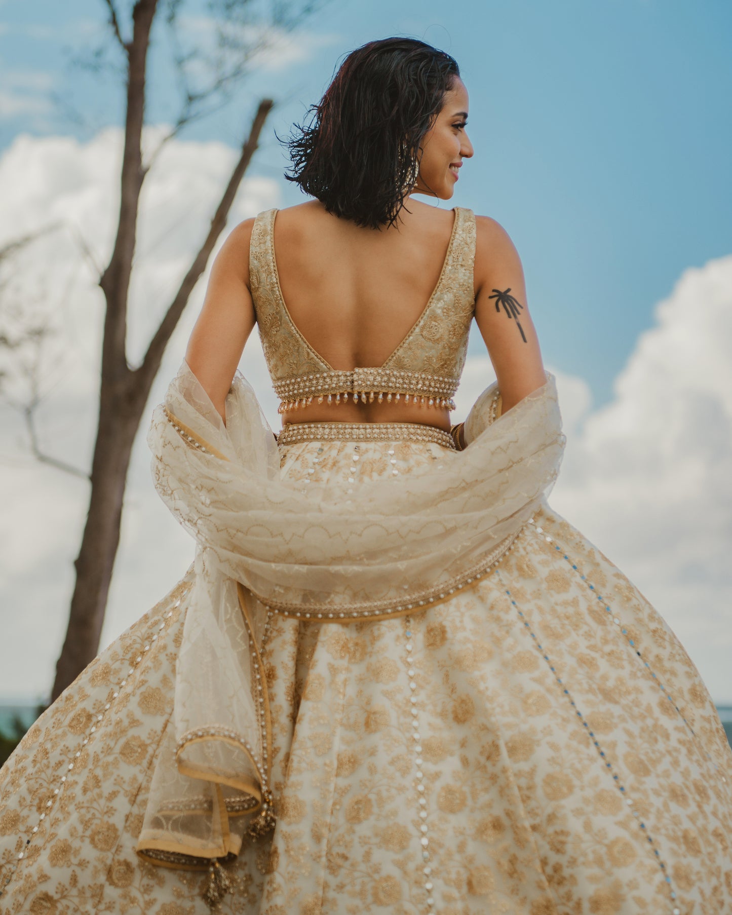 Ivory gold lehenga