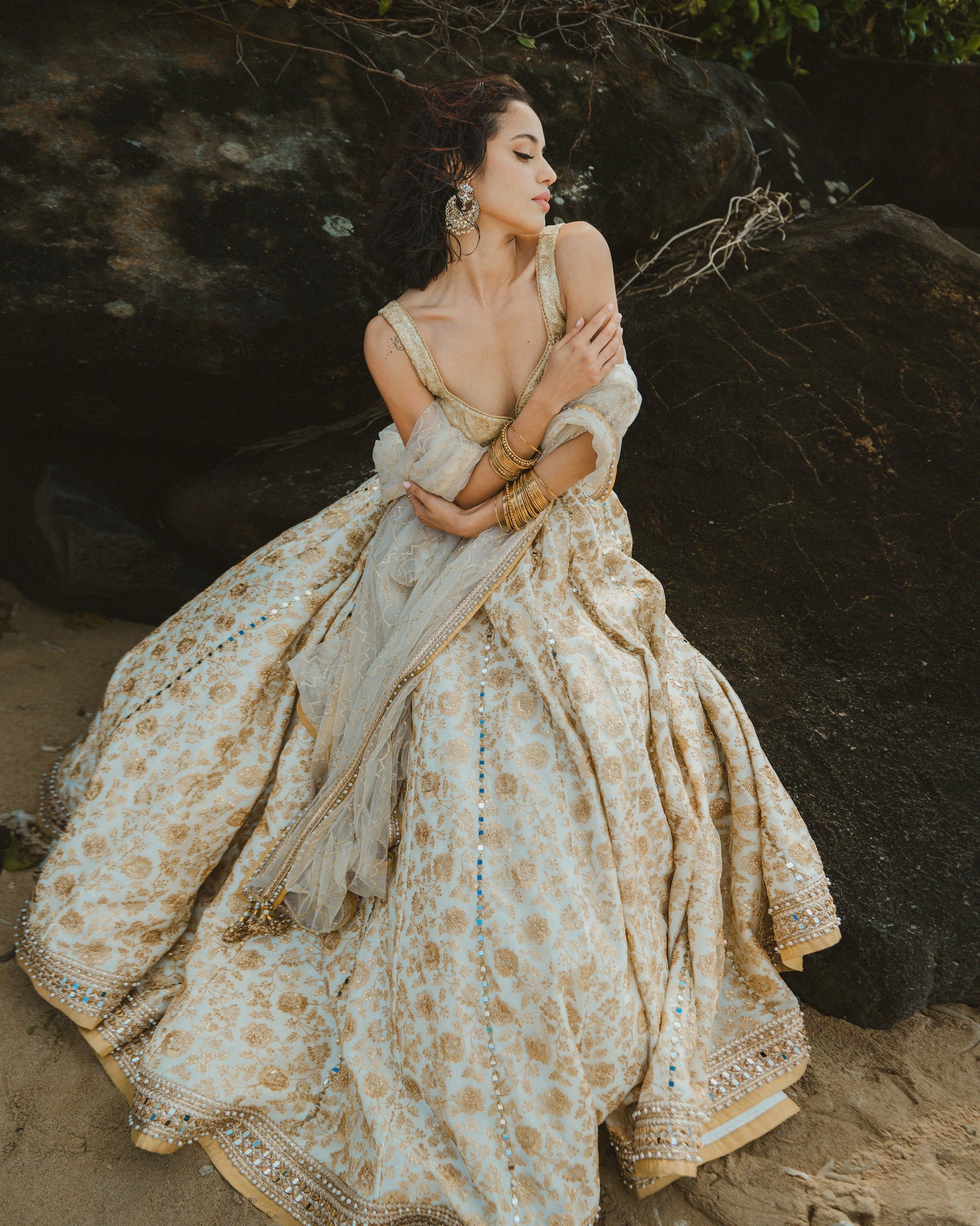 Ivory gold lehenga