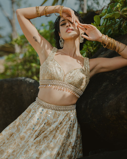 Ivory gold lehenga