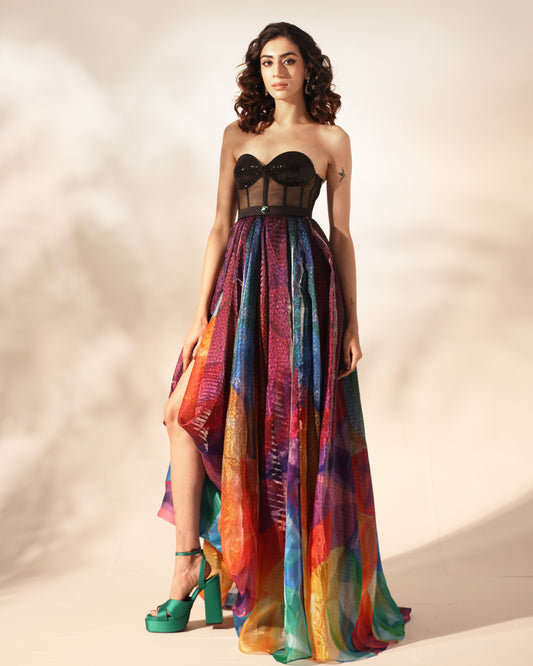 Colour jazz cocktail gown