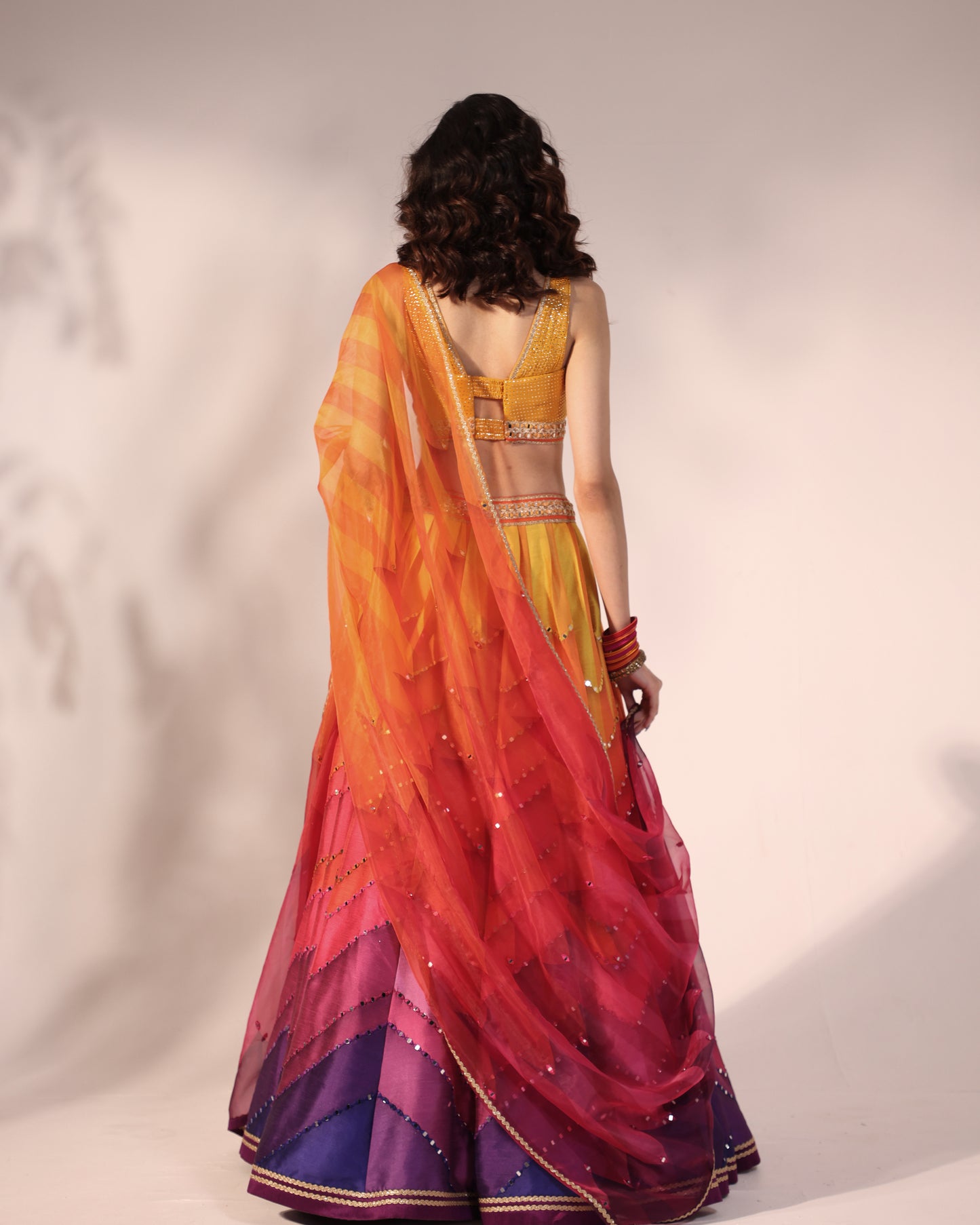 Carnival colours mirror embroidered lehenga