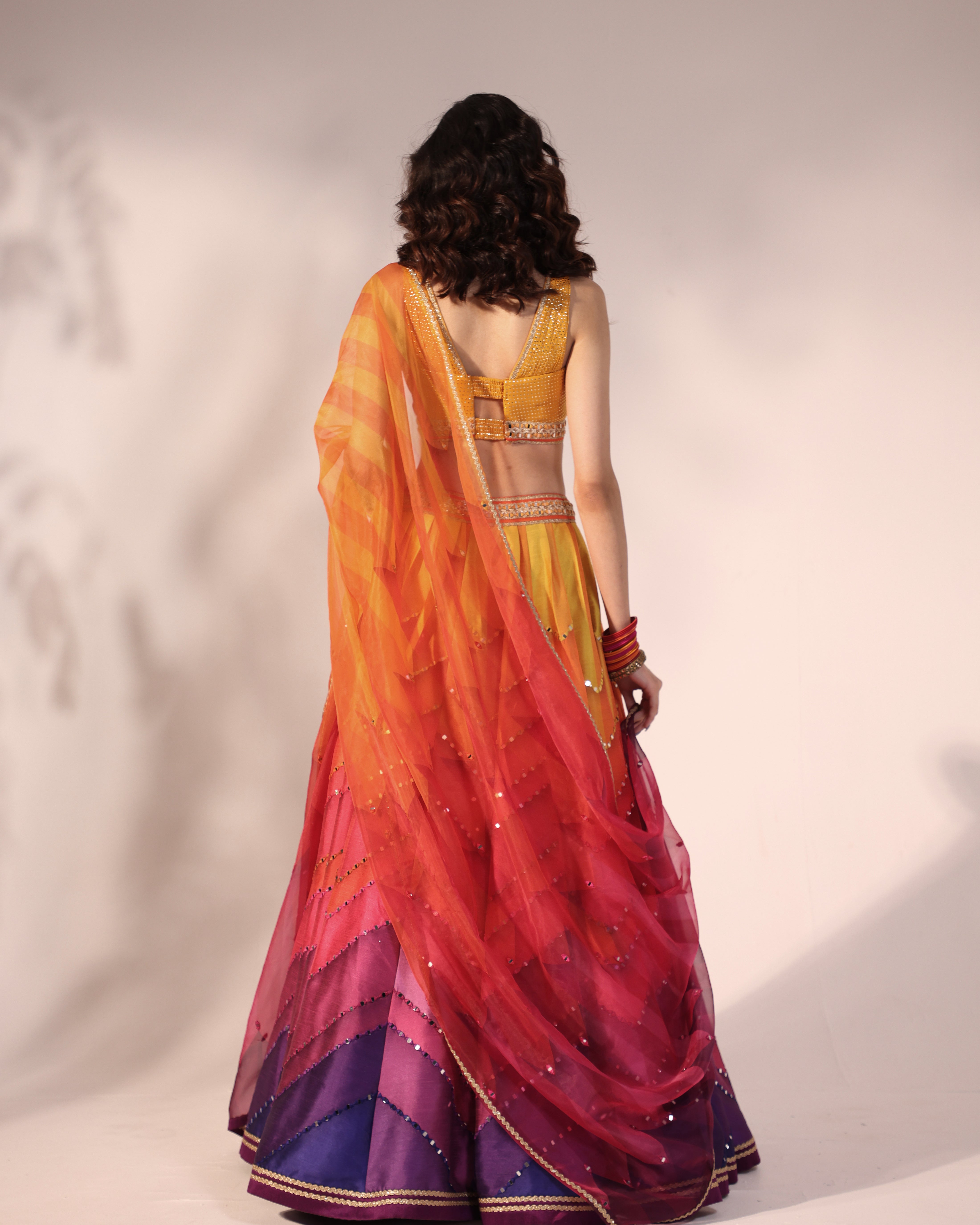 Carnival colours mirror embroidered lehenga