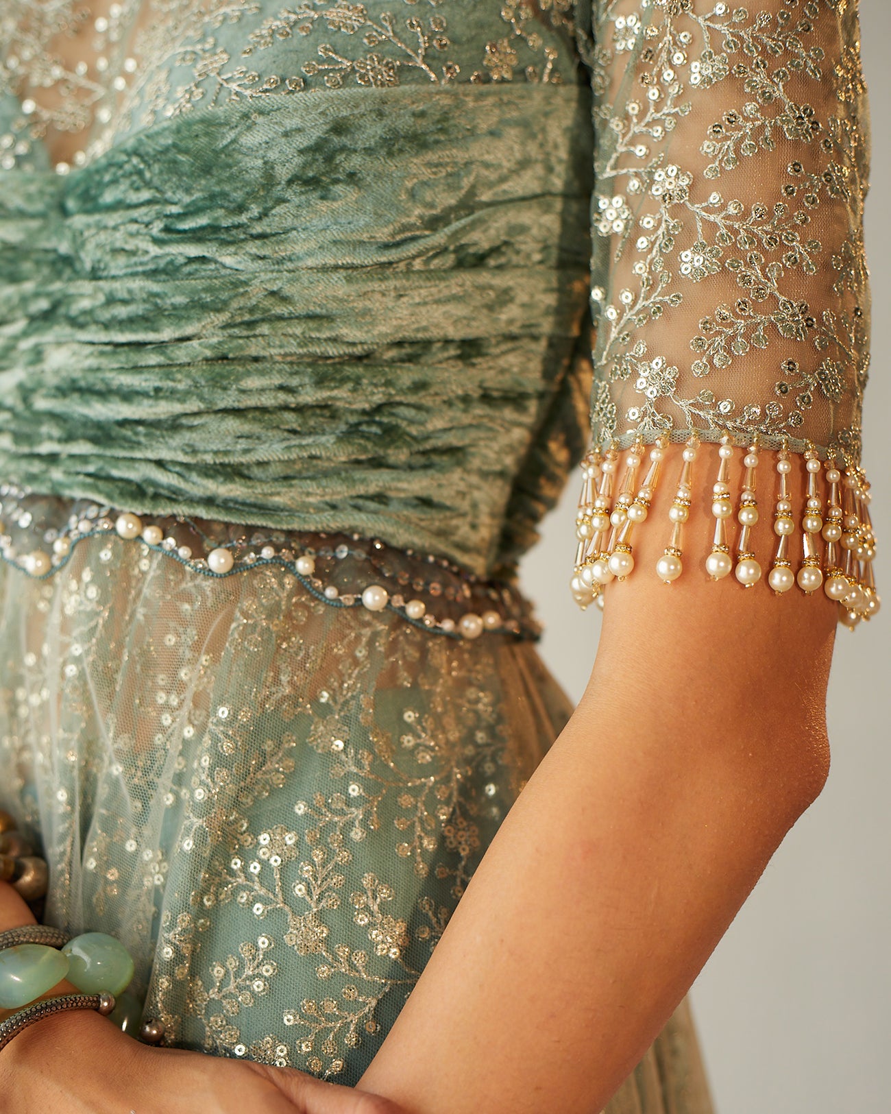 Embroidered tulle anarkali gown