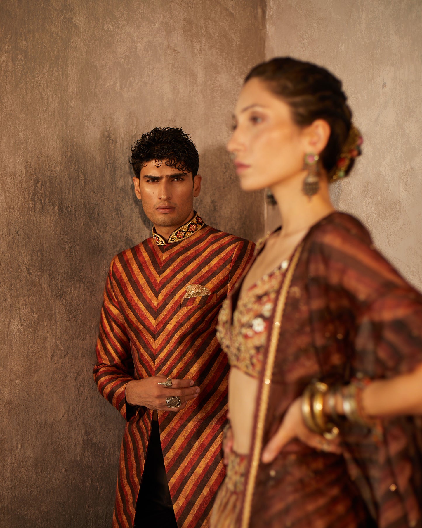 Stripe print bandgala set