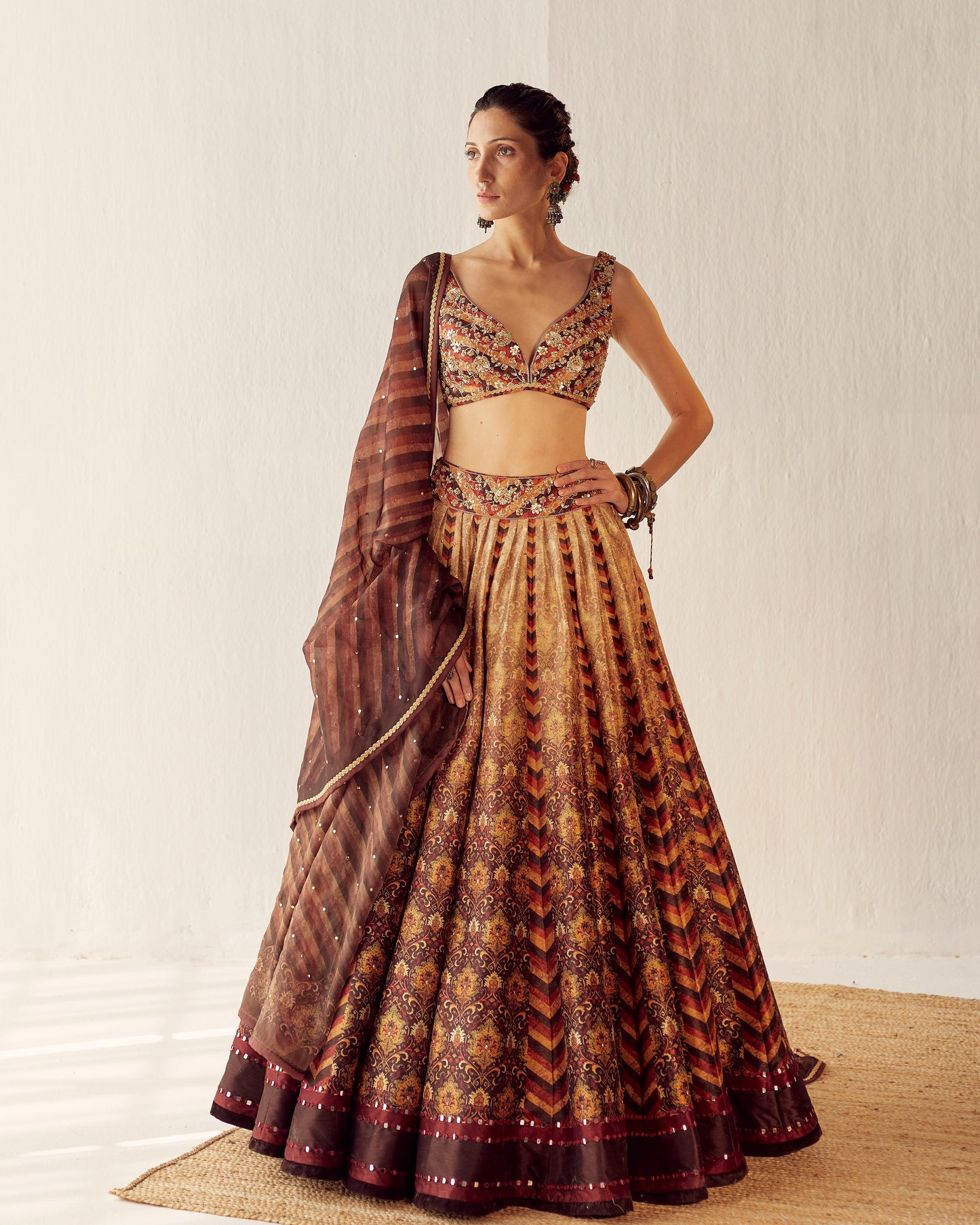 Kaashmir carpet print lehenga