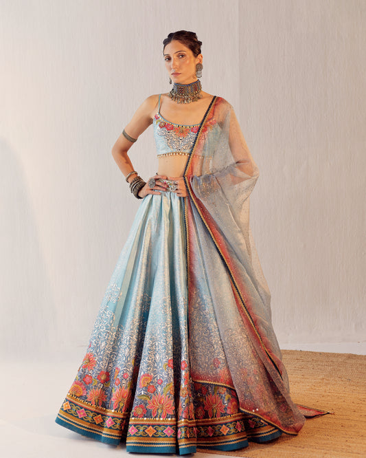 Flowers on the lake lehenga