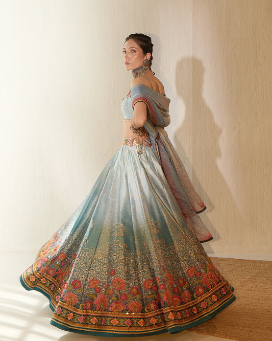 Flowers on the lake lehenga