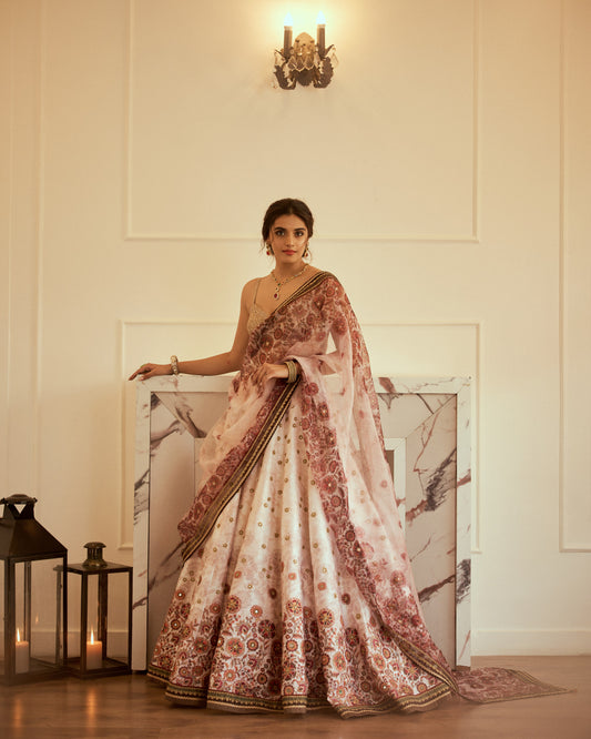 Floral spray lehenga with dupatta