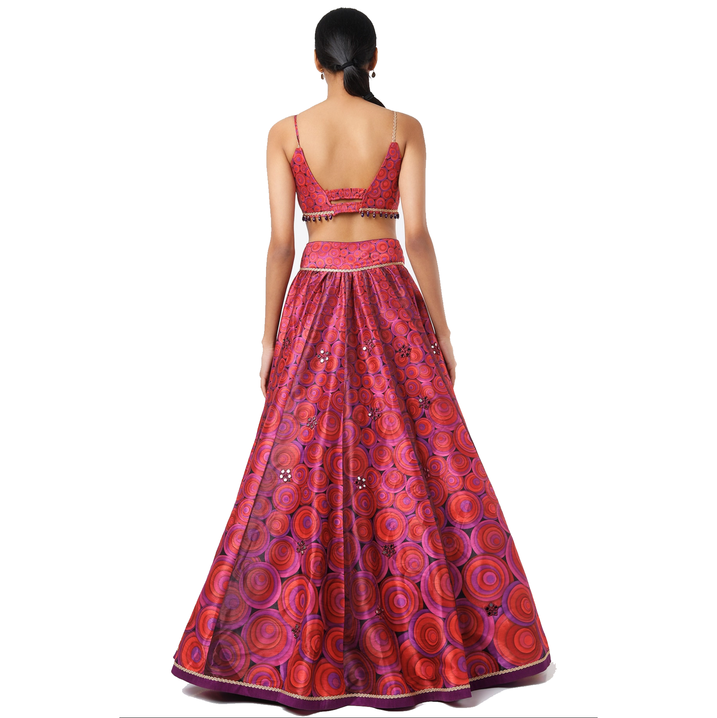 Orbit print lehenga with mirror embroidery