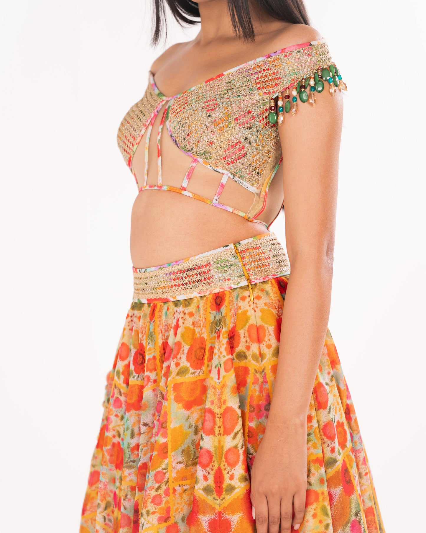 Floral impressions print skirt set