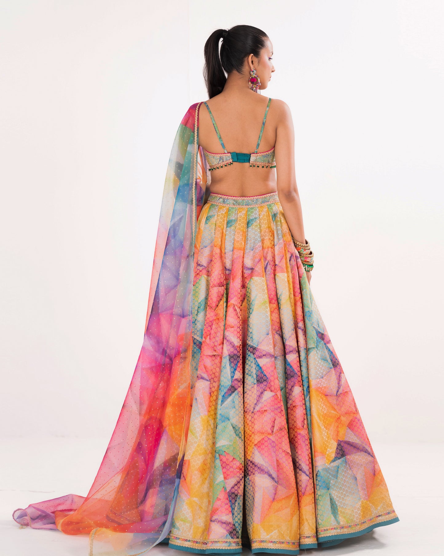 Brocade kaleidoscope print lehenga
