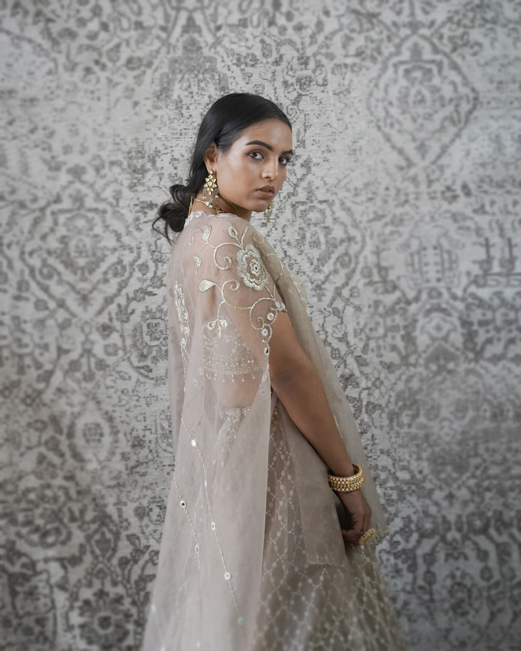 Sand organza lehenga