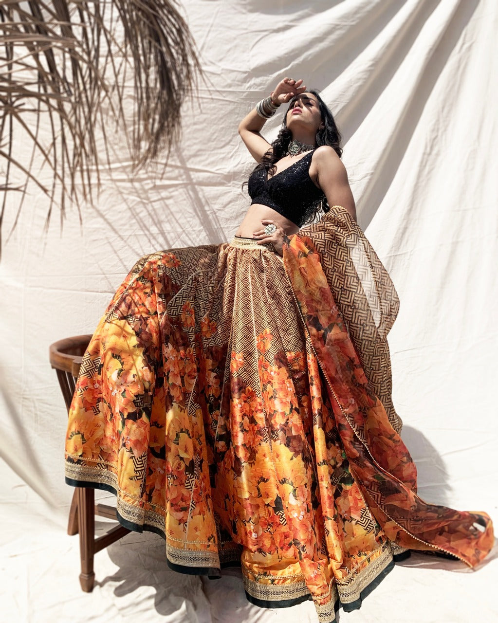 Floral print lehenga