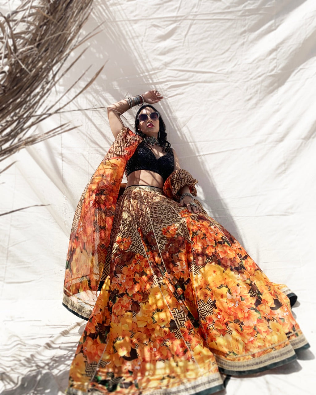 Floral print lehenga