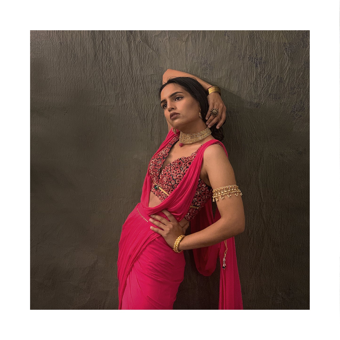 Chiffon pre-stitched saree