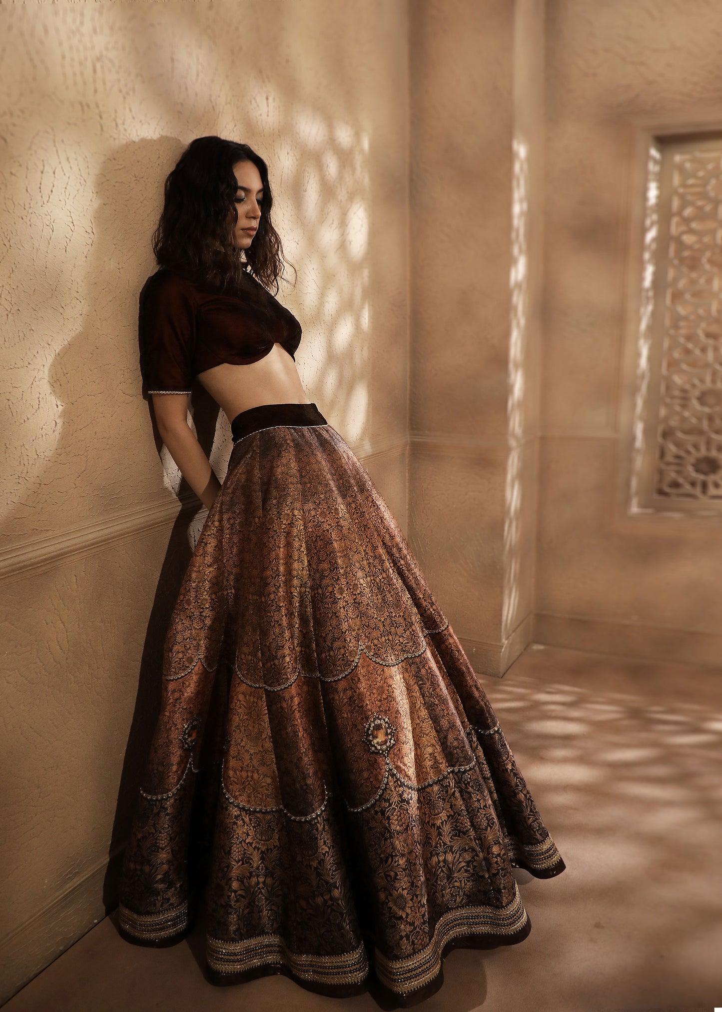 Vintage wallpaper print lehenga