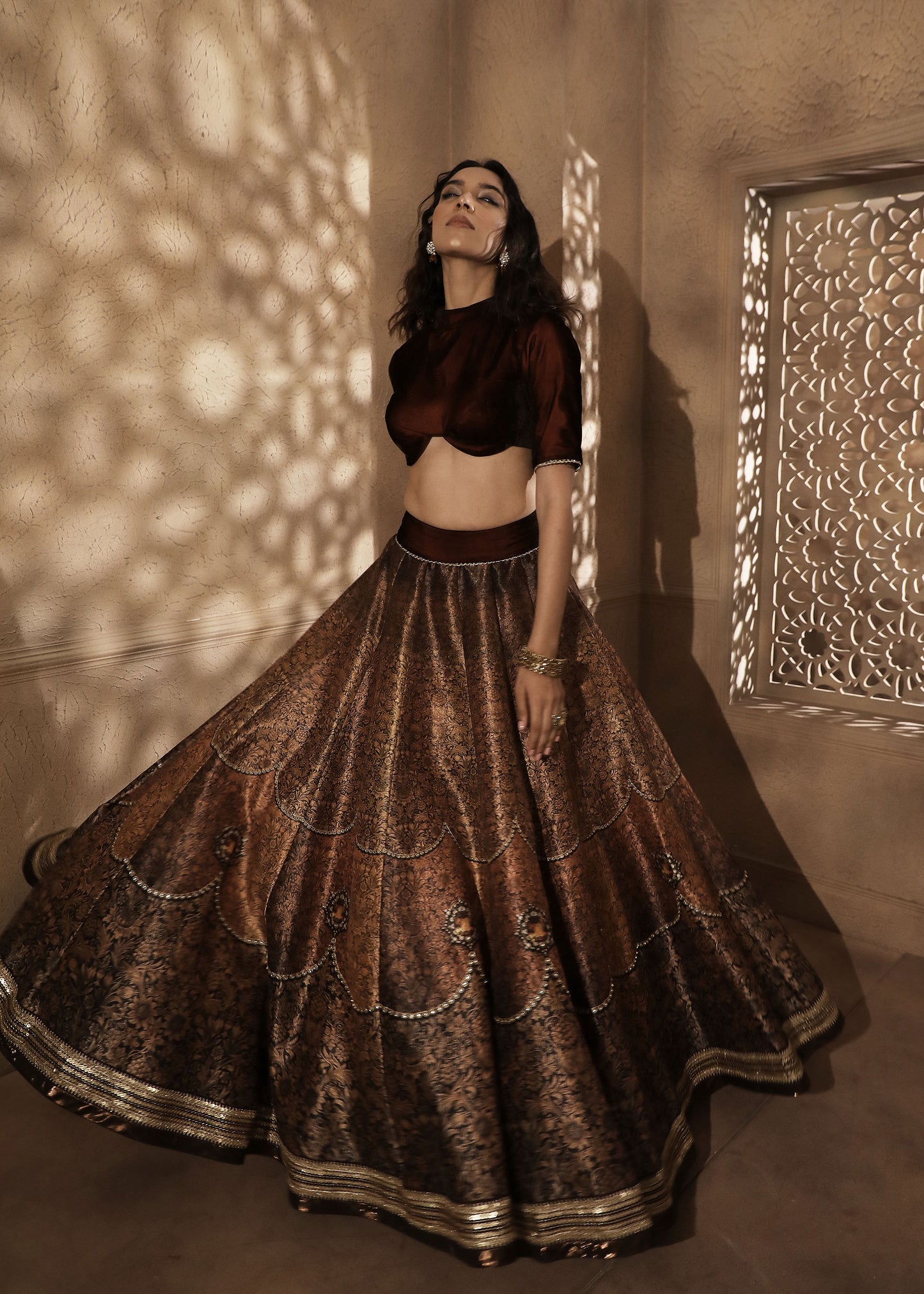 Vintage wallpaper print lehenga