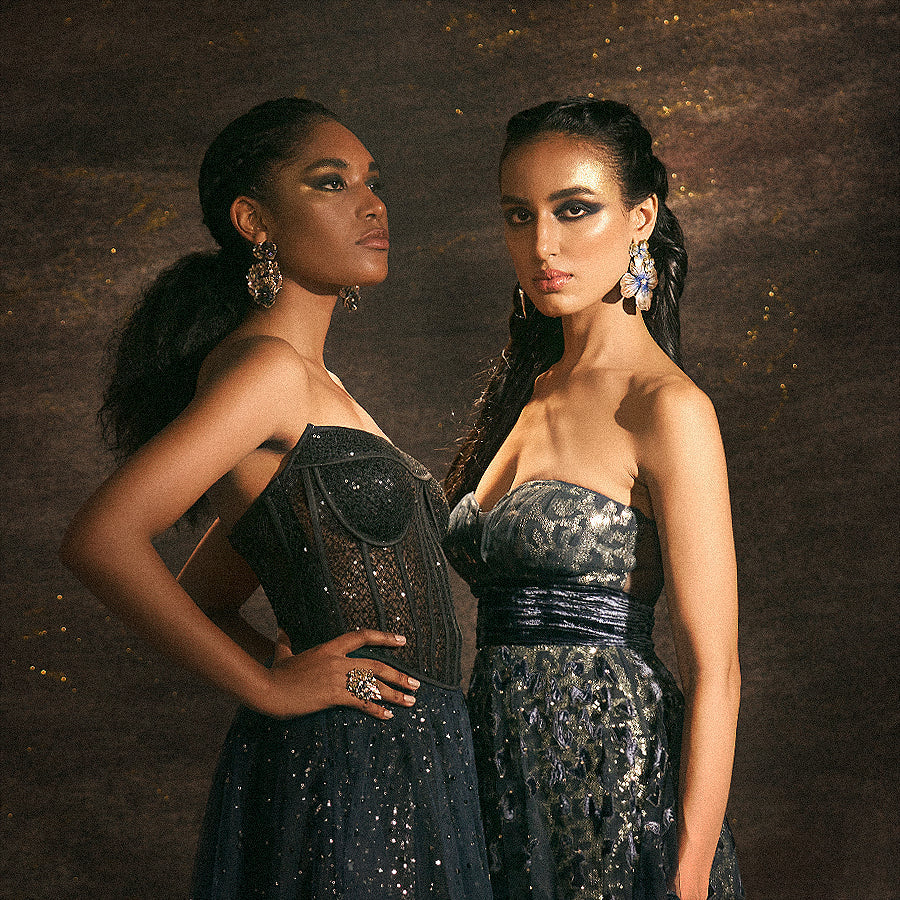 New cocktail collection of gowns and dark tone lehengas 