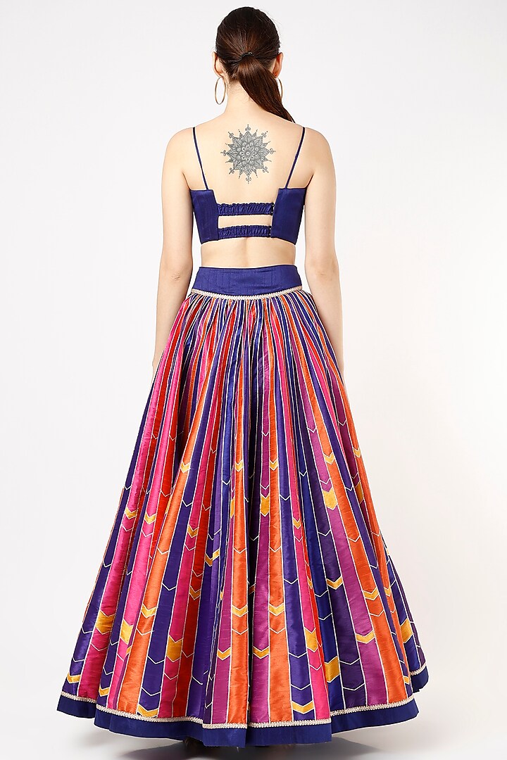 Multi colour stripe print lehenga