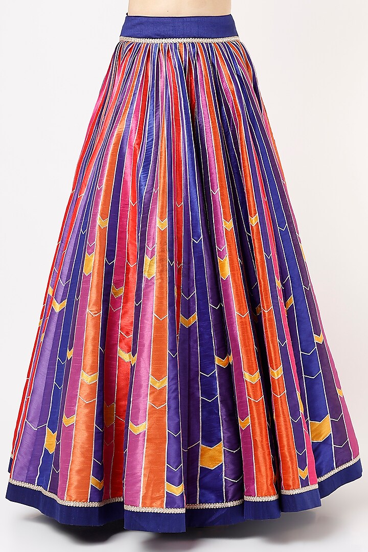 Multi colour stripe print lehenga