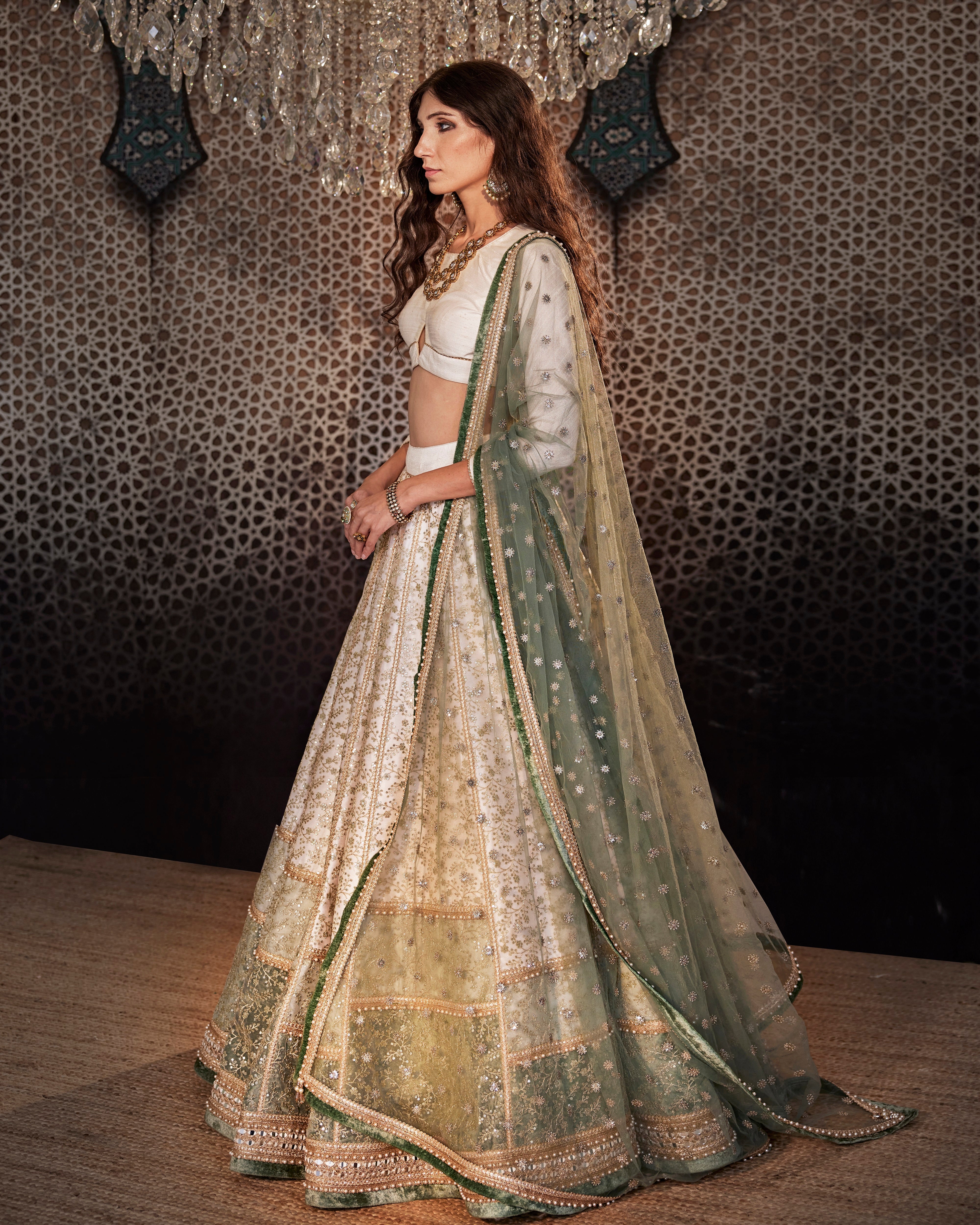 Ivory Tulle Lehenga Choli Set | Lehenga, Bridal lehenga choli, Tulle