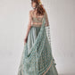 Konya blue organza lehenga with sequin embroidery