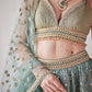 Konya blue organza lehenga with sequin embroidery