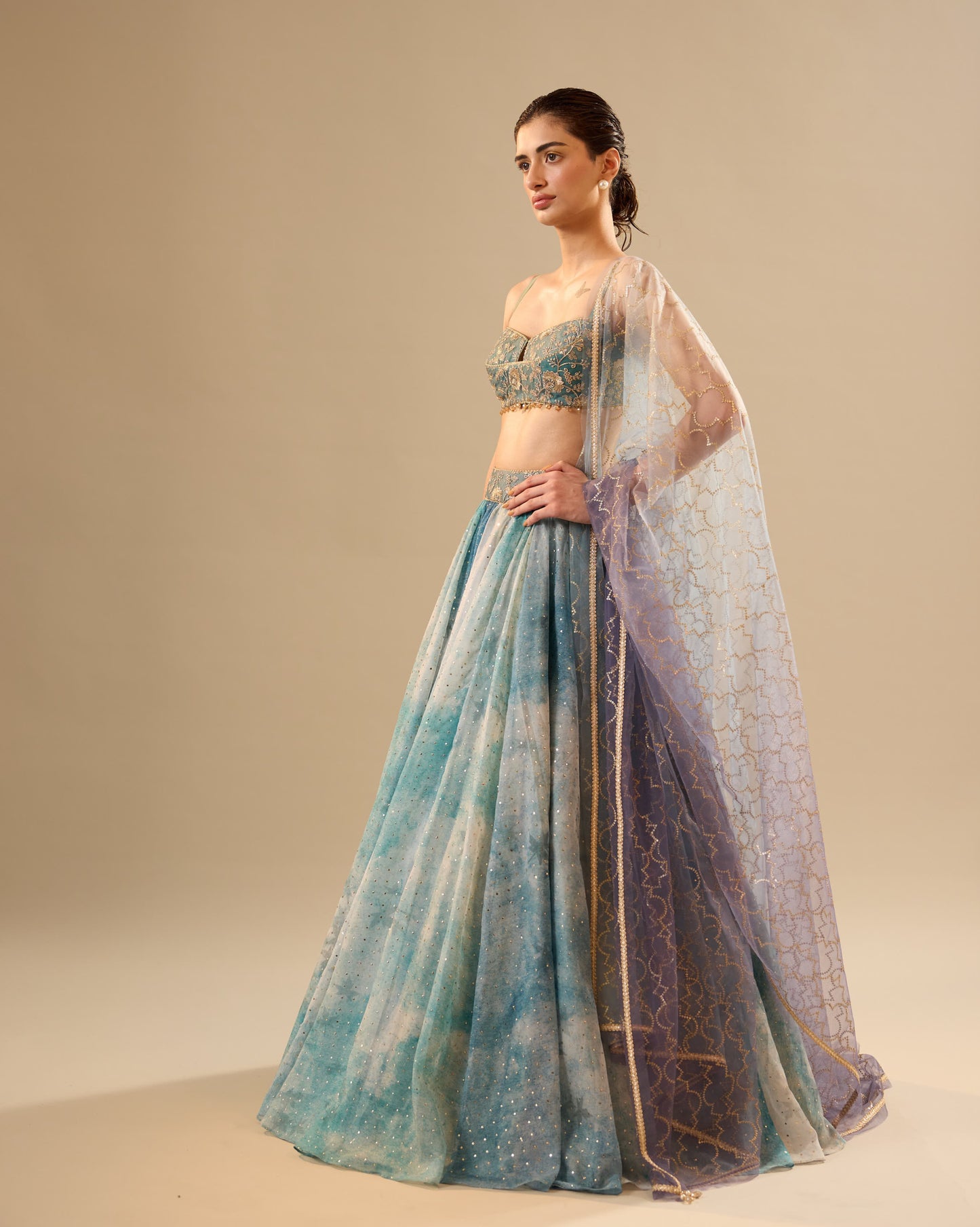 Shades of grey organza lehenga