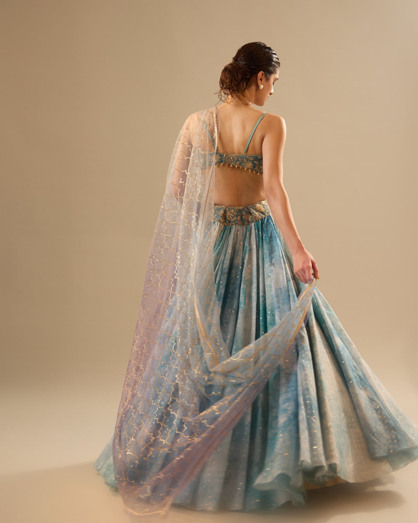 Shades of grey organza lehenga