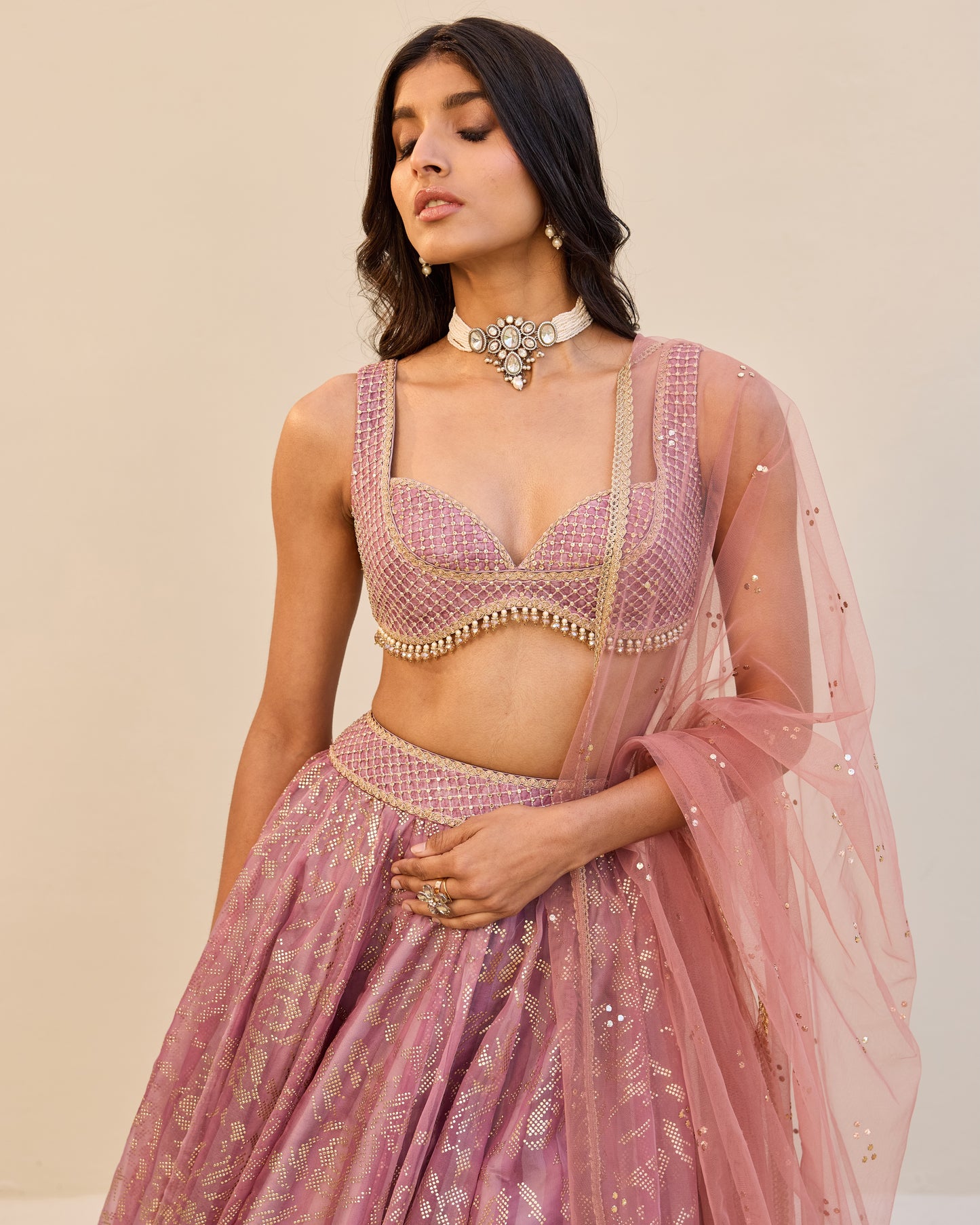 Old rose lehenga