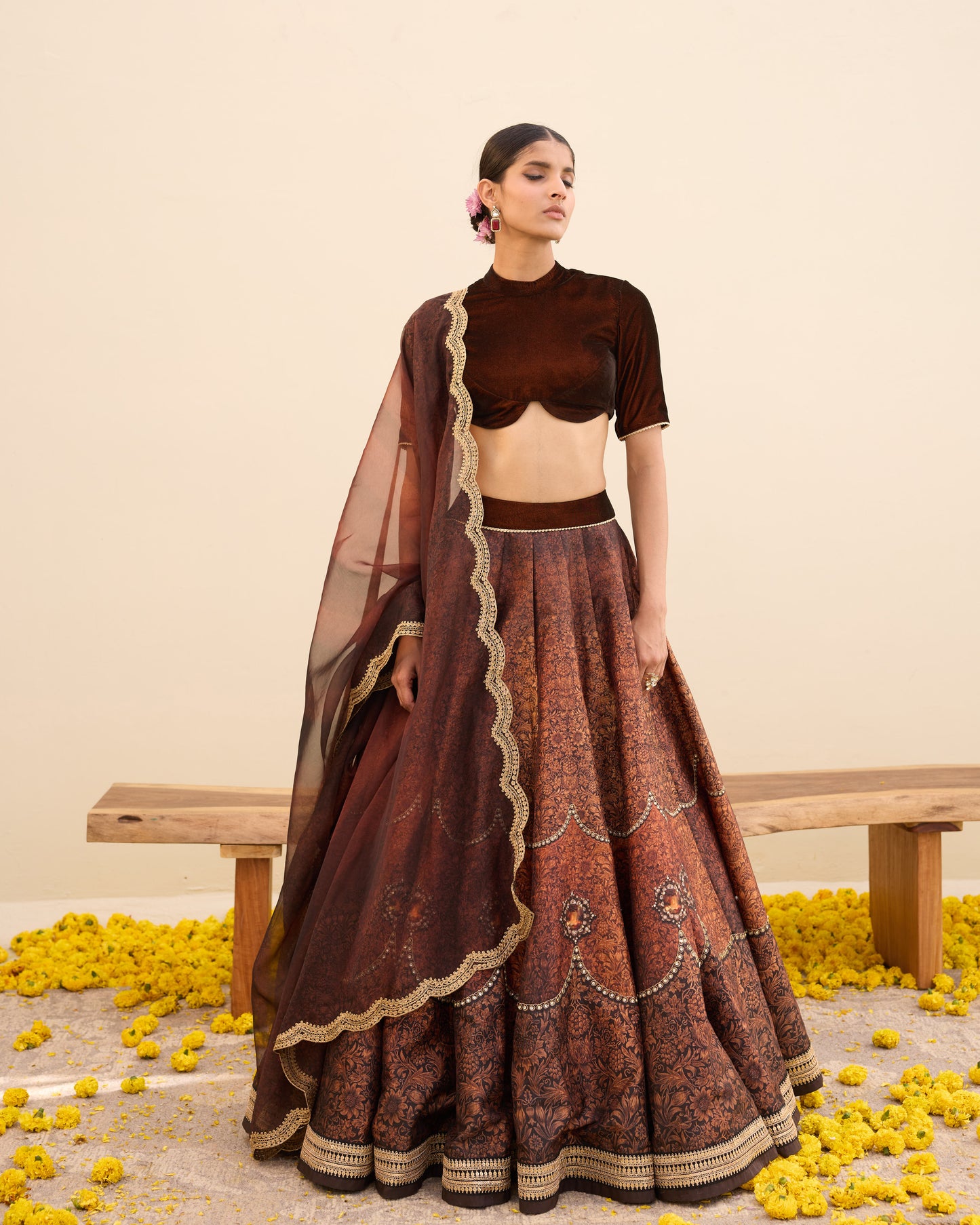 Vintage wallpaper print lehenga