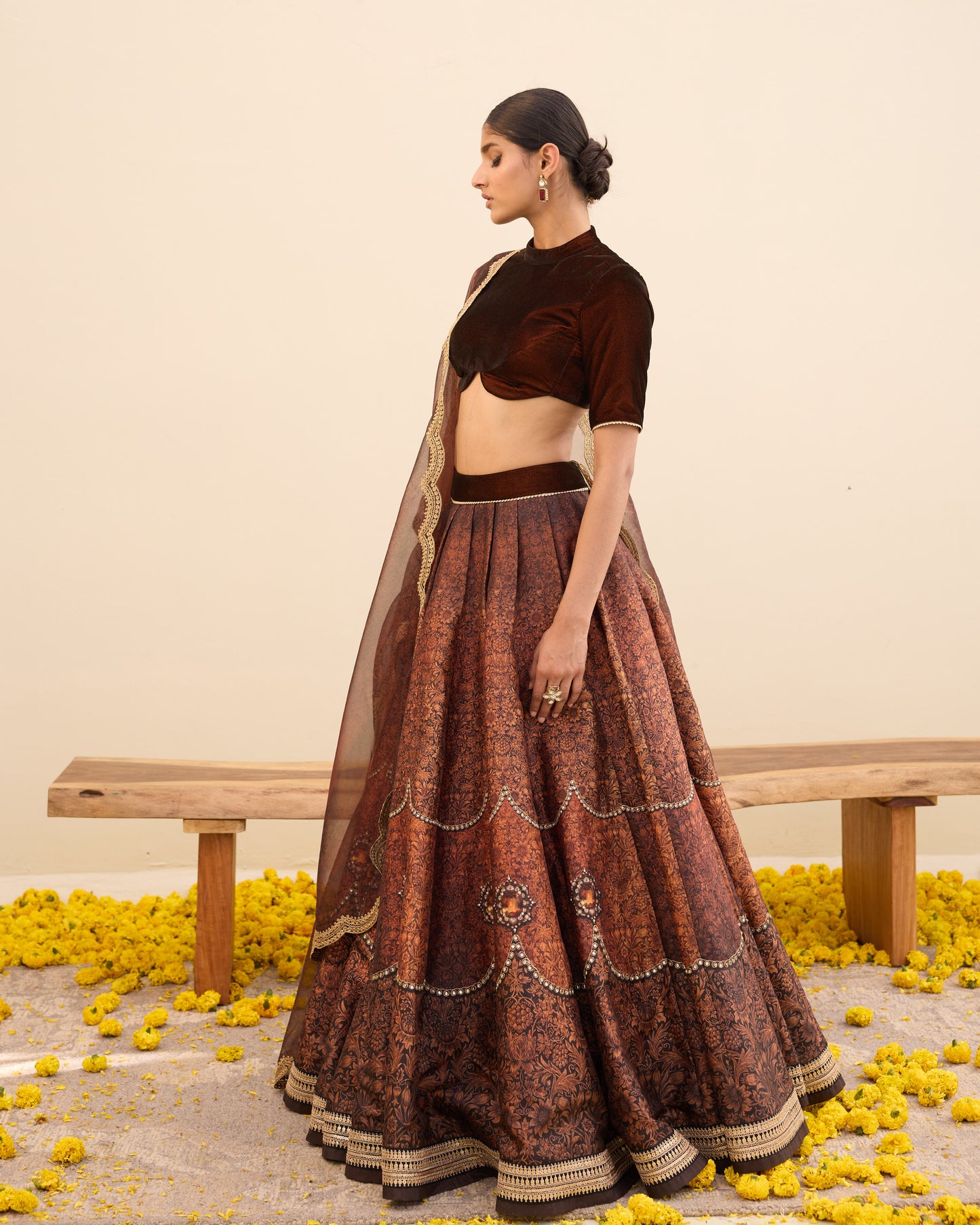 Vintage wallpaper print lehenga