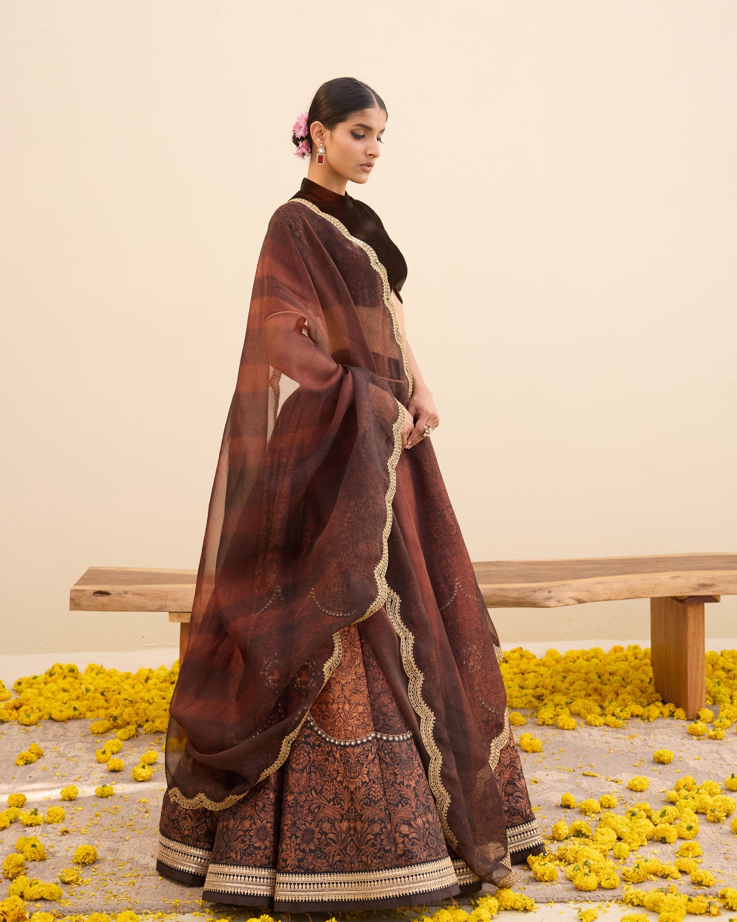 Vintage wallpaper print lehenga