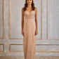 Nude draped column gown