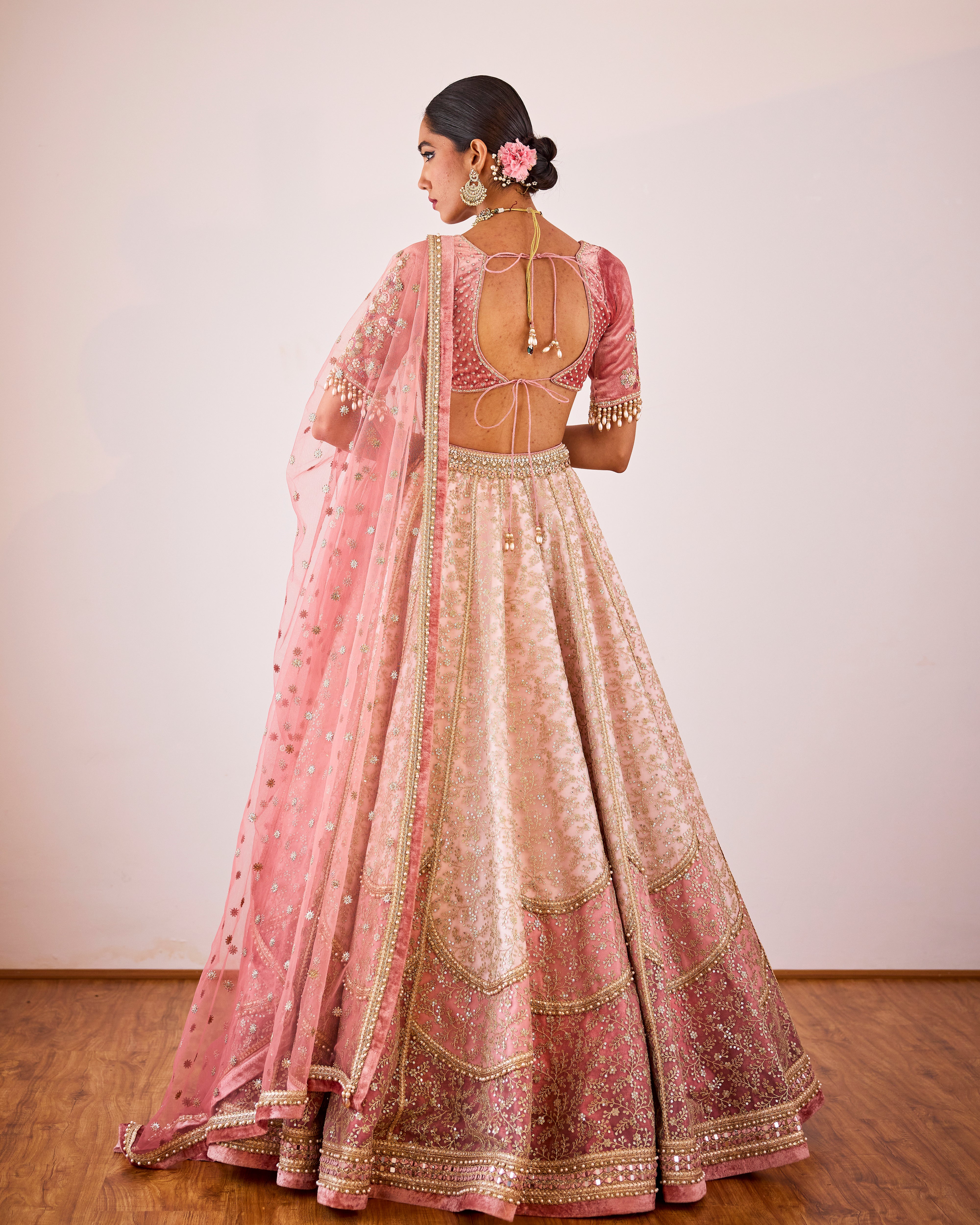 Old rose kalidaar lehenga