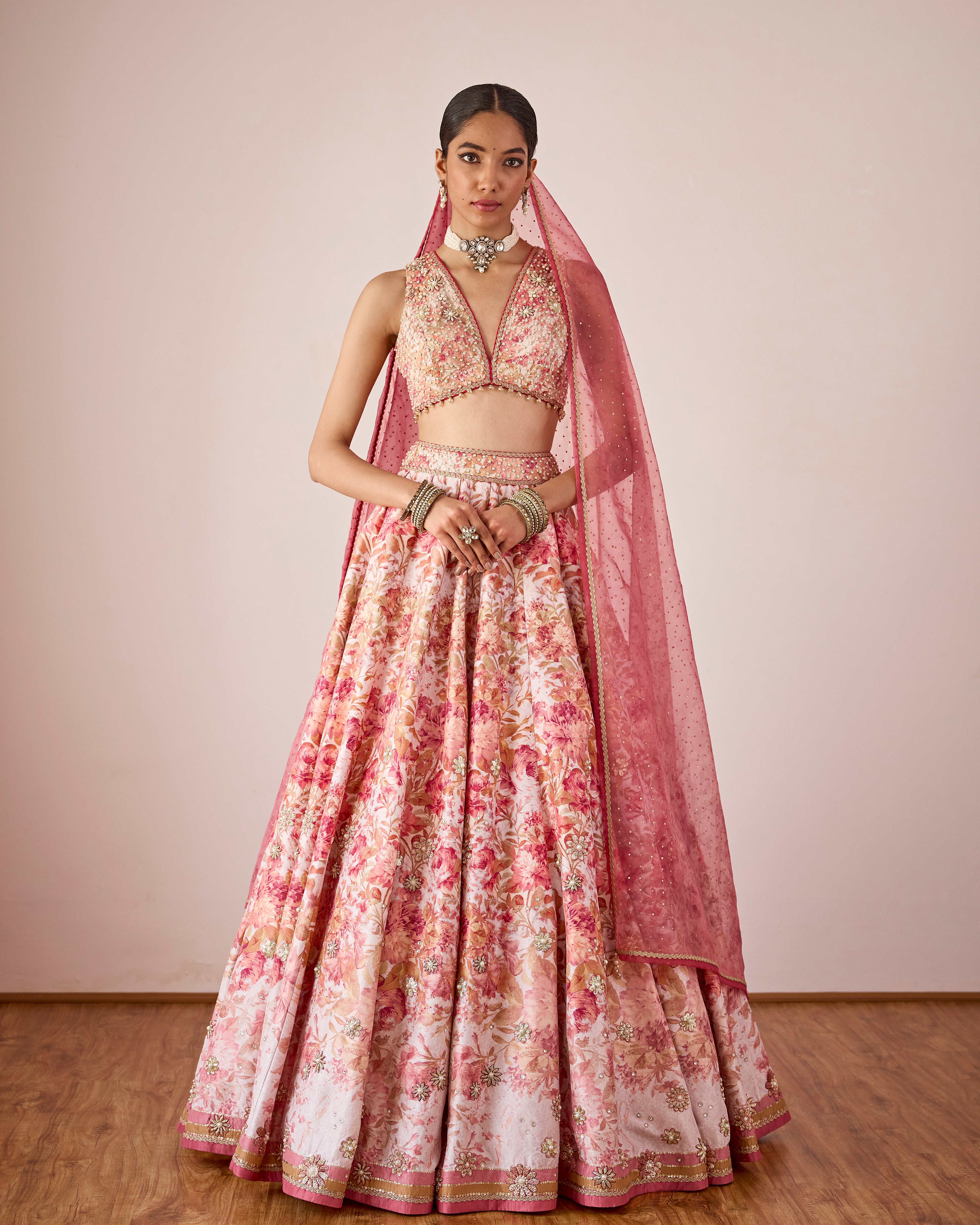 Peonies lehenga