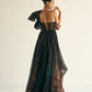 Jupiter print drape gown