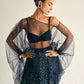 Midnight blue embroidered lehenga set